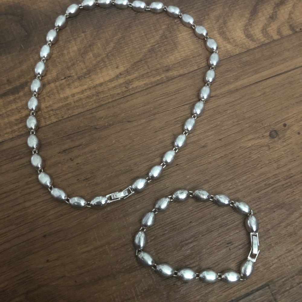 Real silver necklace and bracelets set
